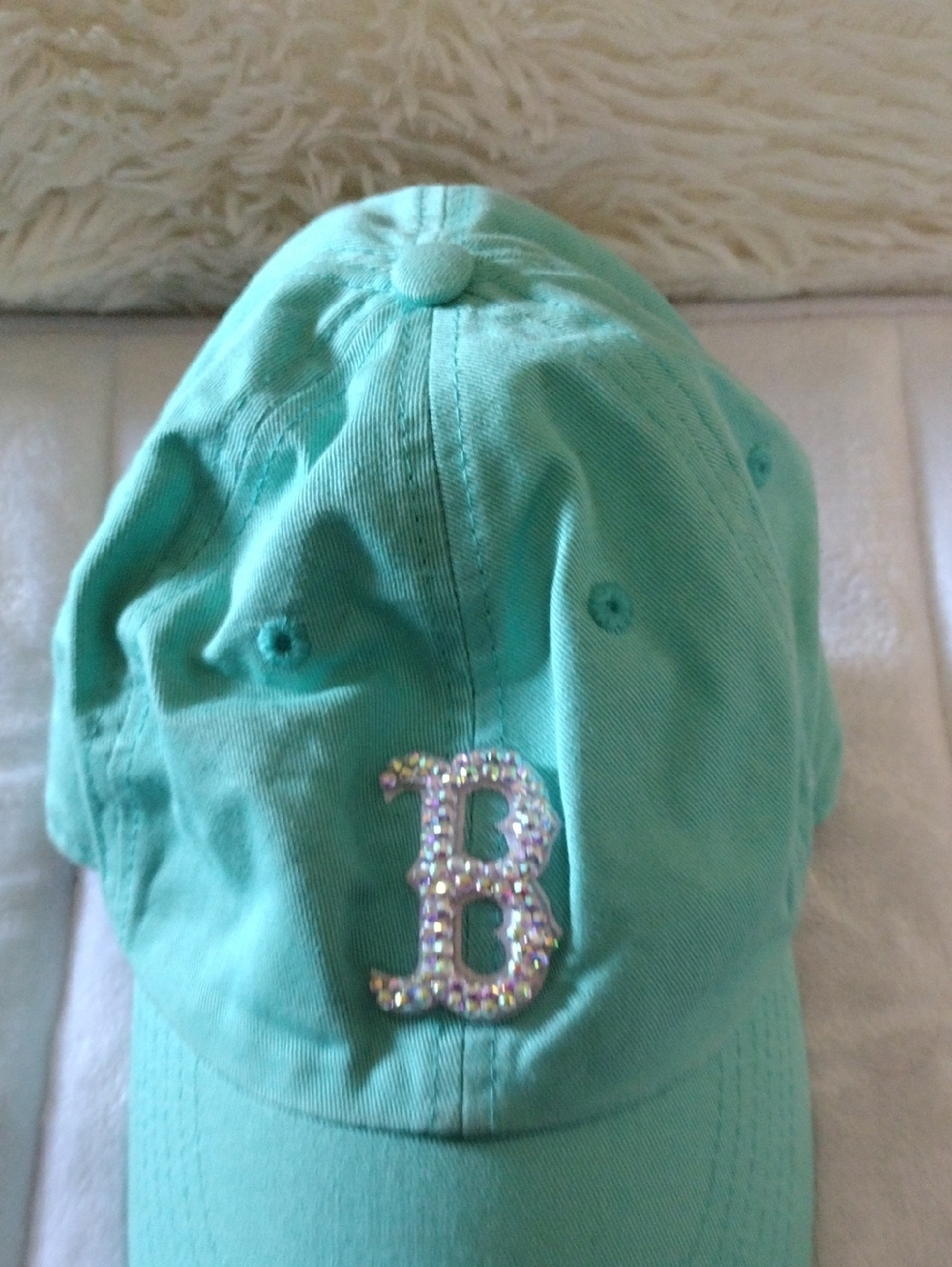 Teal Rhinestone 'B' Baseball Cap